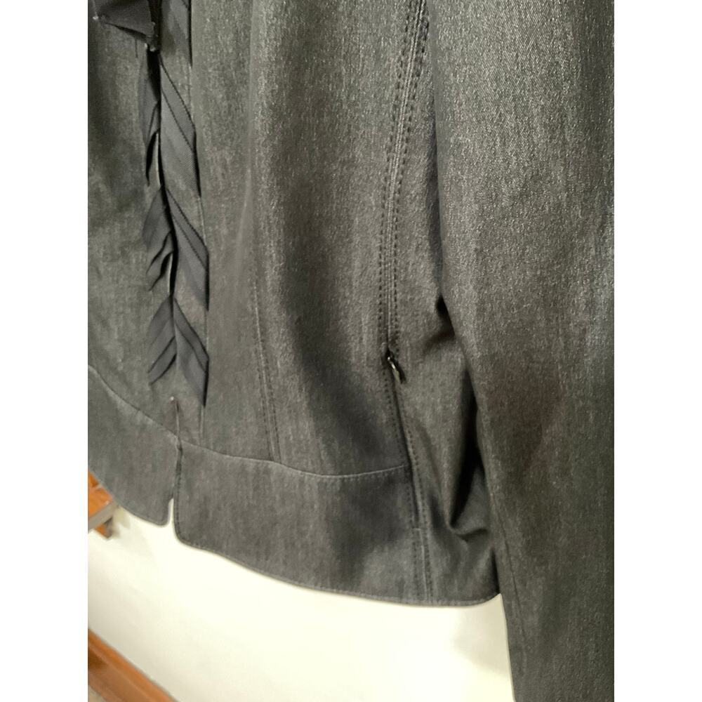 Elie Tahari Women's Jacket Charcoal Gray Full Zip Woven Ribbon Lined Sz 8 Medium - Picture 10 of 10